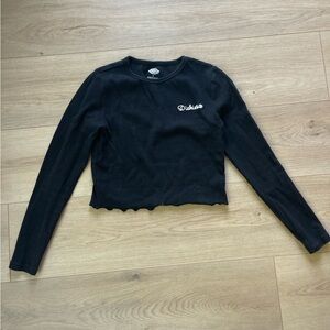 Dickies Black Long Sleeve Cropped Shirt